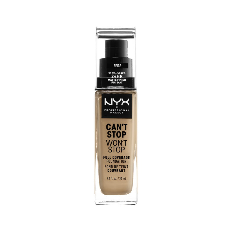 NYX Professional Makeup Can’t Stop Won’t Stop Full Coverage Foundation Up To 24HR Matte Finish. Veekindel pigmendirohke jumestuskreem matt 30ml (erinevad toonid)