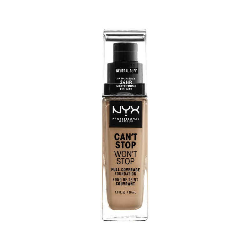 NYX Professional Makeup Can’t Stop Won’t Stop Full Coverage Foundation Up To 24HR Matte Finish. Veekindel pigmendirohke jumestuskreem matt 30ml (erinevad toonid)