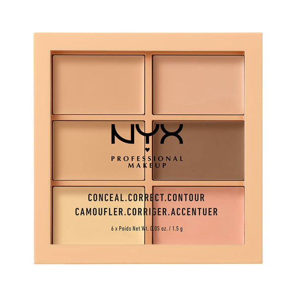 NYX Professional Makeup Conceal. Correct. Contour Palette 01 Light. Peite-, korrigeerimis- ja kontuurimispalett 6-osaline, hele 9g