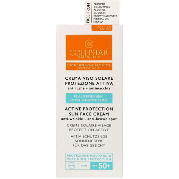 Collistar Active Protection Sun Face Cream SPF50+ Hyper-Sensitive Skin Anti-Wrinkle, Anti-Brown Spot. Kortsuvastane päevituskreem väga tundlikule näole 50ml