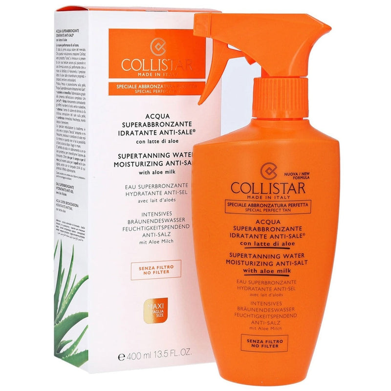 Collistar Supertanning Water Moisturizing Anti-Salt With Aloe Milk No Filter. Aaloepiimaga soolavastane päikesefiltrita päevitusvesi 400ml