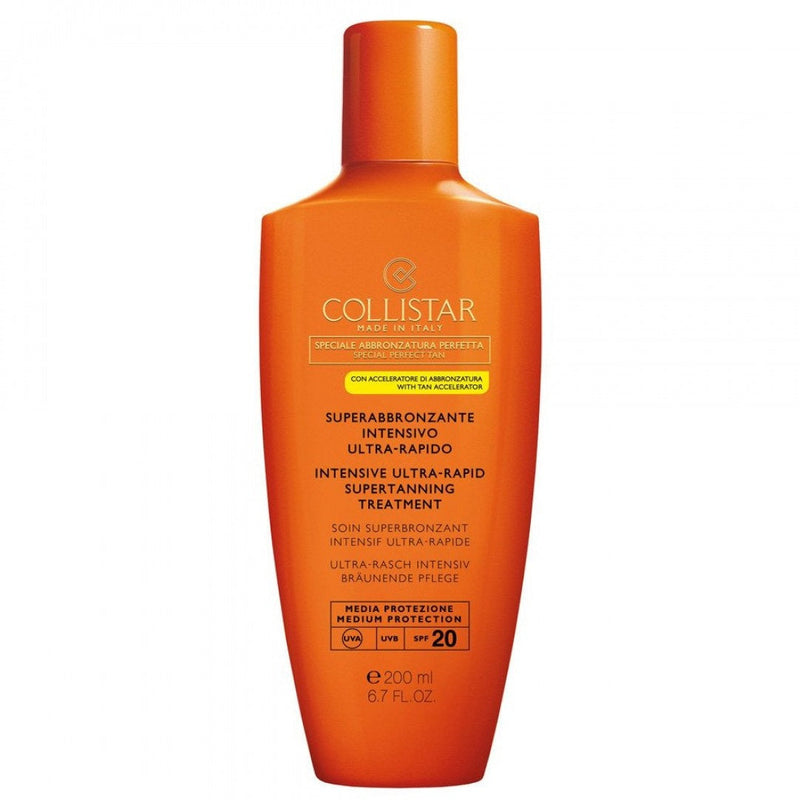 Collistar Intensive Ultra-Rapid Supertanning Treatment SPF20 With Tan Accelerator Water Resistant. Ülikiire, veekindel intensiivne päevituse kiirendaja 200ml