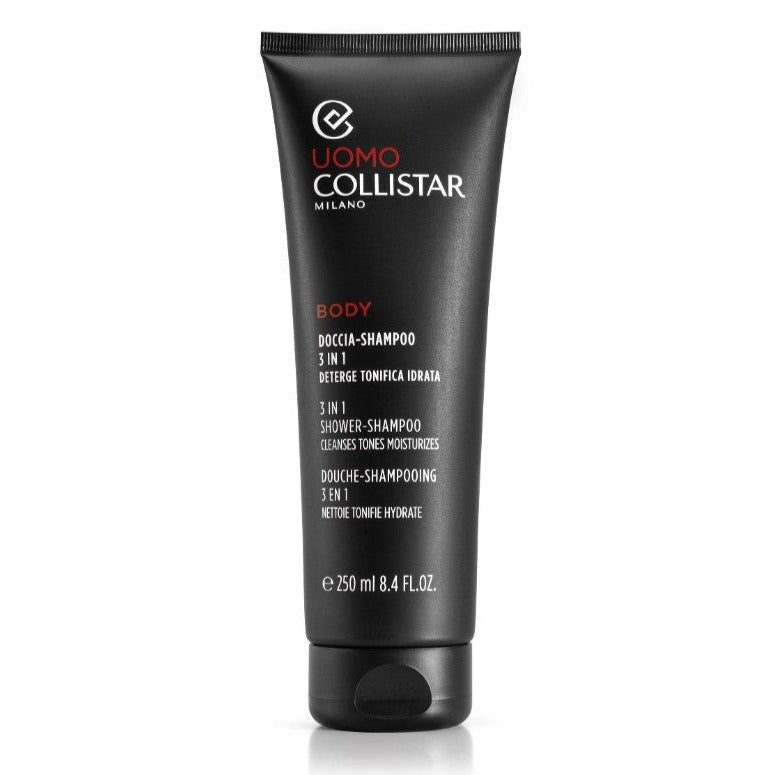 Collistar 3 In 1 Express Shower-Shampoo Cleanses Tones Moisturizes. Niisutav keha- ja juustešampoon meestele 250ml