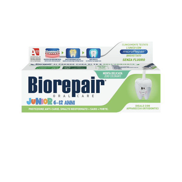 Biorepair Junior Mint Toothpaste 6-12Y. Fluoriidivaba mündimaitseline hambapasta juunioritele 6-12a 75ml