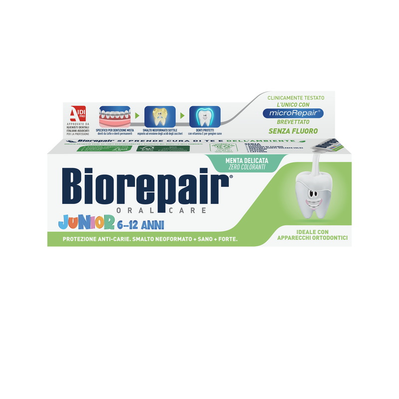 Biorepair Junior Mint Toothpaste 6-12Y. Fluoriidivaba mündimaitseline hambapasta juunioritele 6-12a 75ml