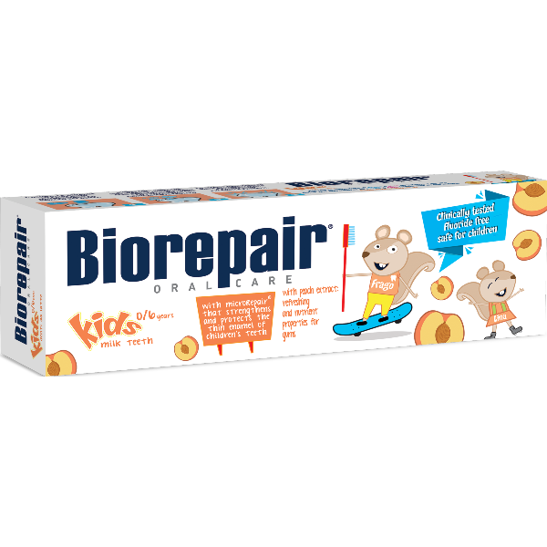 Biorepair Kids 0-6Y Toothpaste, Peach. Fluoriidivaba virsikumaitseline hambapasta lastele 0-6a 50ml