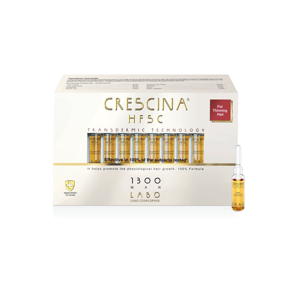 Crescina  Transdermic HFSC 1300* Man For Thinning Hair 3,5ml; 20 Vials. Juuste hõrenemisvastased ampullid 1300* meestele 3,5ml x 20 ampulli