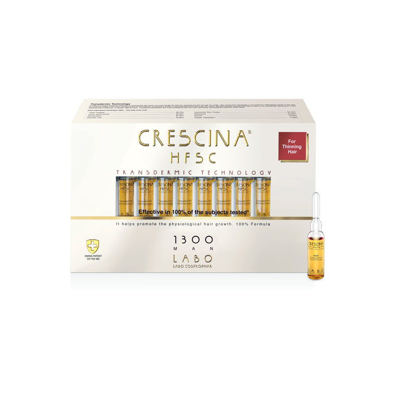 Crescina  Transdermic HFSC 1300* Man For Thinning Hair 3,5ml; 20 Vials. Juuste hõrenemisvastased ampullid 1300* meestele 3,5ml x 20 ampulli