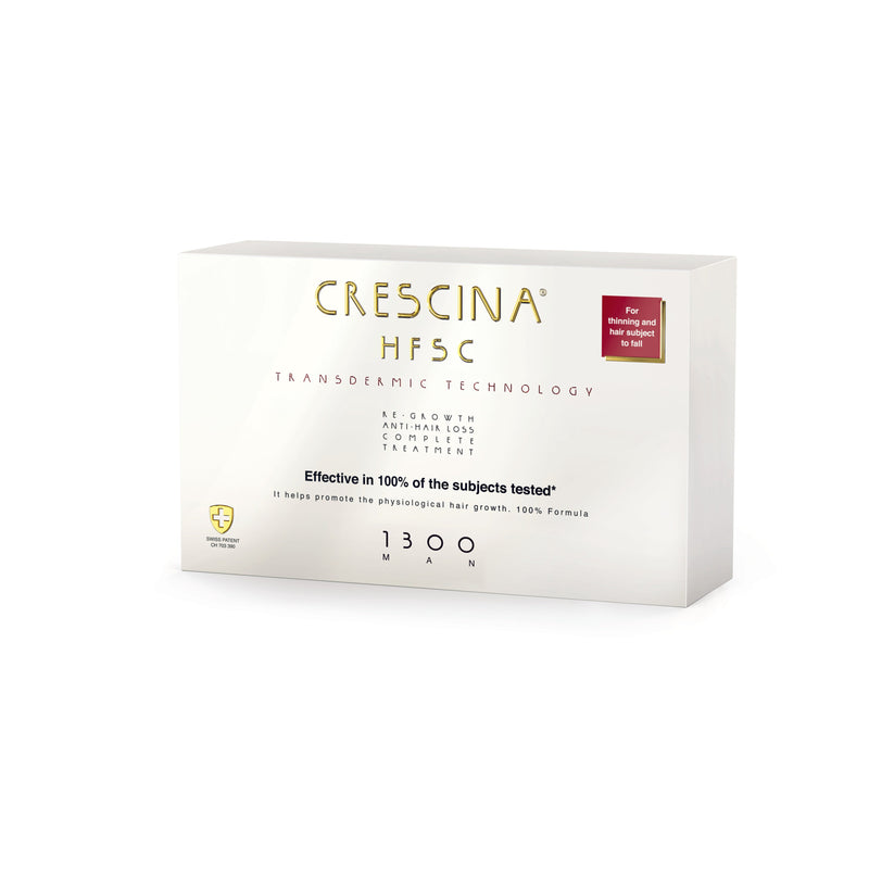 Crescina  Transdermic HFSC 1300* Man For Thinning And Hair Subject To Fall 3,5ml; 10+10 Vials. Juuste kasvu taastavad ja väljalangemist peatavad ampullid 1300* meestele 3,5ml x 10+10 ampulli