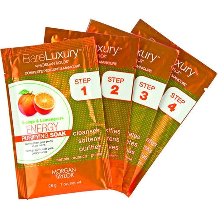 Morgan Taylor BareLuxury 4-Step Complete Pedicure & Manicure Energy Orange & Lemongrass 4 Pack. Ergutav maniküüri- ja pediküürihooldus apelsin ja sidrunhein
