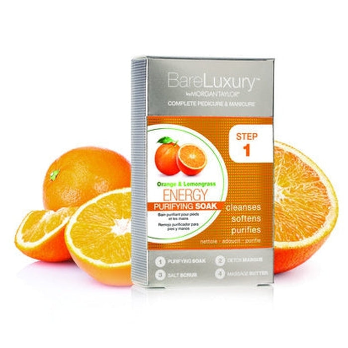 Morgan Taylor BareLuxury 4-Step Complete Pedicure & Manicure Energy Orange & Lemongrass 4 Pack. Ergutav maniküüri- ja pediküürihooldus apelsin ja sidrunhein