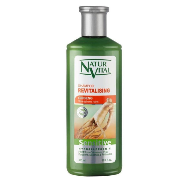 Natur Vital Sensitive Shampoo Revitalizing Ginseng Strenghtens Roots. Juukseid elustav šampoon ženšenniga 300ml