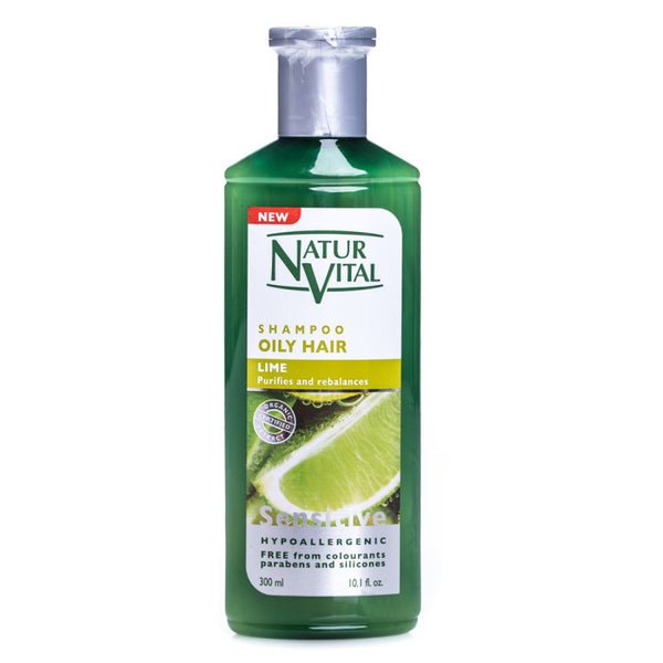 Natur Vital Sensitive Shampoo Oily Hair Lime Purifies And Rebalances. Laimiekstraktiga šampoon rasustele juustele 300ml