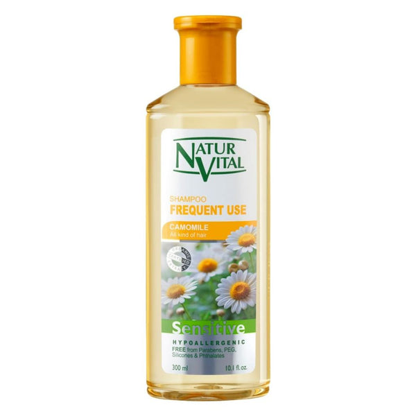 Natur Vital Sensitive Shampoo Frequent Use Camomile All Kind Of Hair. Kummeliekstraktiga šampoon sagedaseks kasutamiseks kõikidele juuksetüüpidele 300ml