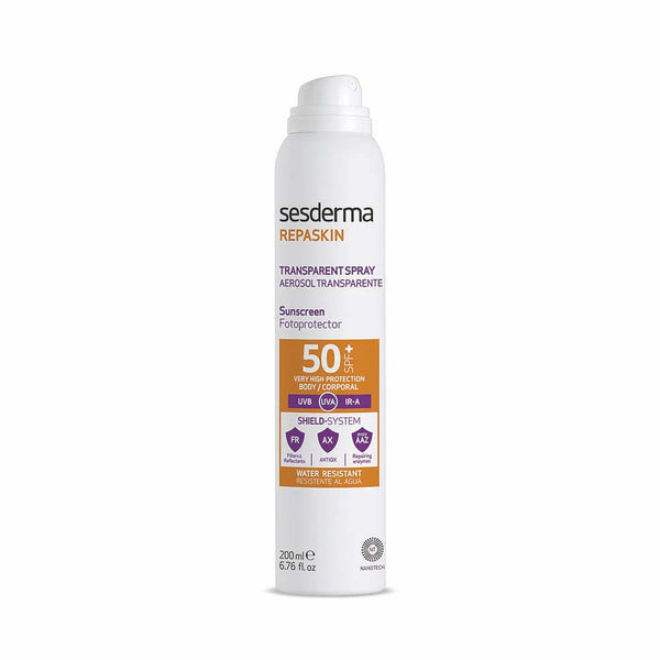 Sesderma Repaskin Transparent Spray Sunscreen SPF50+. Läbipaistev päikesekaitse emulsioonisprei 200ml