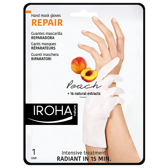 Iroha Nature Repair Hand Mask Gloves Peach. Hooldavad kindad kätele ja küüntele virsikuekstraktiga 1 paar