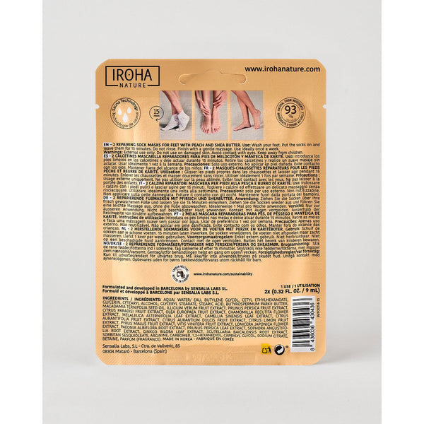 Iroha Nature Repair Foot Mask Socks Peach. Hooldavad sokid jalgadele virsikuekstraktiga 1 paar