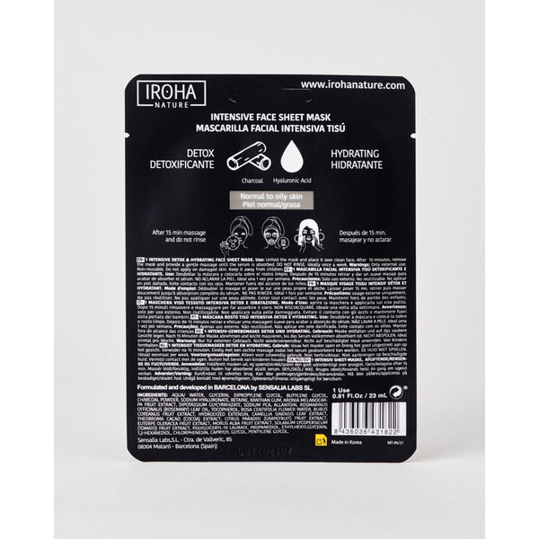 Iroha Nature Black Tissue Mask Anti-Blemish Detox Charcoal. Puhastav kangasmask söega 1tk