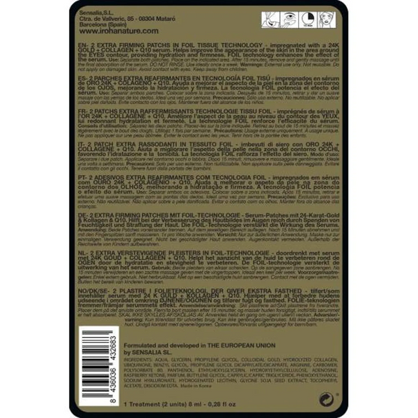 Iroha Nature Divine Foil Tissue Eye Patches Extra Firmness Gold + Collagen. Fooliumist pinguldavad silmamaskid kulla ja kollageeniga 1 paar