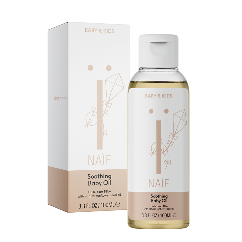 Naïf Baby & Kids Soothing Baby Oil With Natural Sunflower Seed Oil. Rahustav õli päevalilleseemneõli ja kummeliga beebidele/lastele 100ml