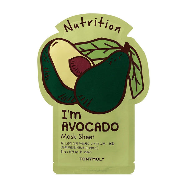 Tonymoly I Am Avocado Mask Sheet, Nutrition. Nahka toitev kangasmask avokaadoekstraktiga 21g