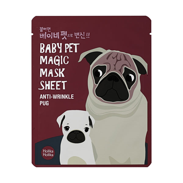 Holika Holika  Baby Pet Magic Mask Sheet Anti-Wrinkle, Pug. Kortsudevastane kangasmask, mops 22ml