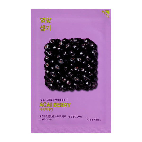 Holika Holika  Pure Essence Mask Sheet Acai Berry, Nourishing+Vitality. Vitamiinidega kangasmask acai marjade ekstraktiga 23ml