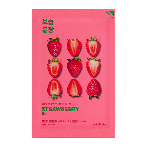 Holika Holika  Pure Essence Mask Sheet Strawberry, Nourishing+Glow. Värskendav kangasmask maasikaekstraktiga 23ml