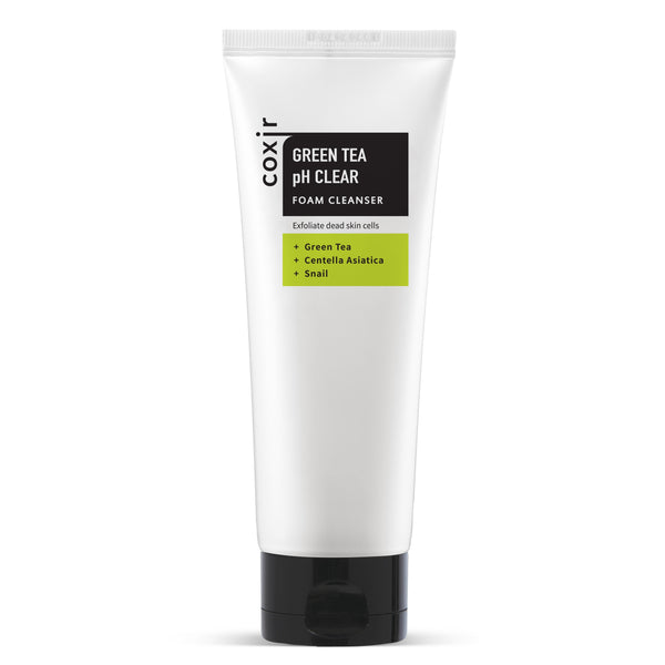 Coxir Green Tea pH Clear Foam Cleanser, Exfoliate Dead Skin Cells. Pehme kreemjas näopesuvaht rohelise teega 150ml