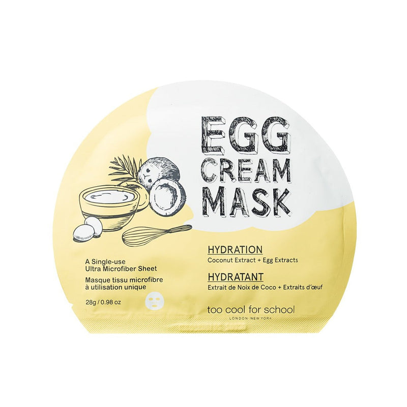 Too Cool For School Egg Cream Mask Hydration. Munakreemi nahka niisutav kangasmask 28g