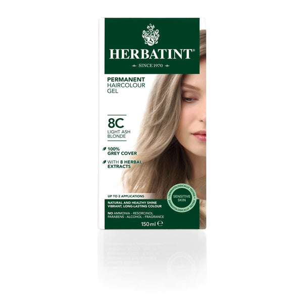 Herbatint Permanent Haircolour Gel Light Ash Blonde 8C. Püsijuuksevärv hele saarepuu blond 150ml