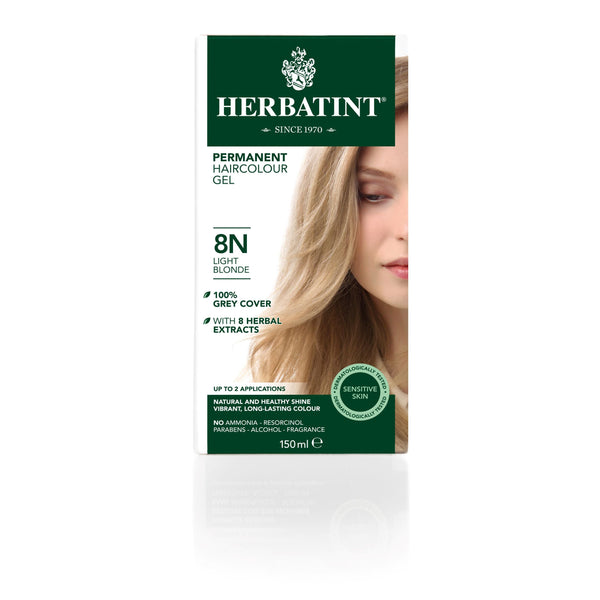 Herbatint Permanent Haircolour Gel Light Blonde 8N. Püsijuuksevärv hele blond 150ml