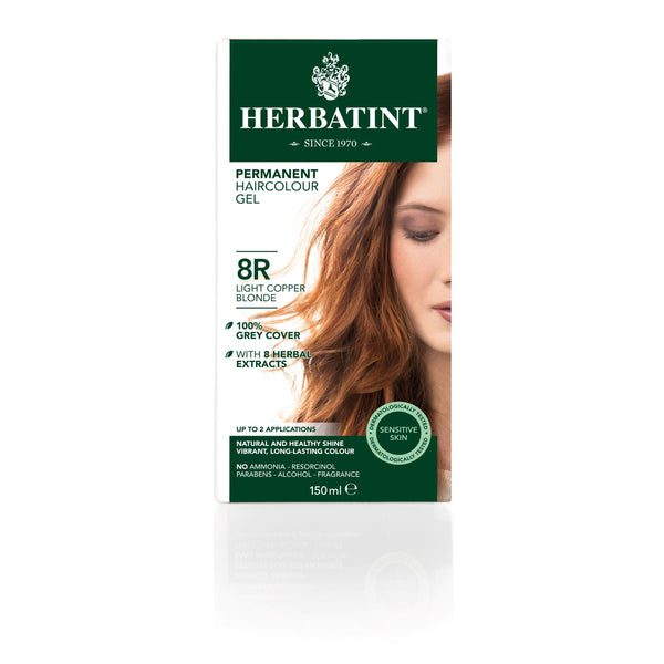 Herbatint Permanent Haircolour Gel Light Copper Blonde 8R. Püsijuuksevärv hele vaskne blond 150ml
