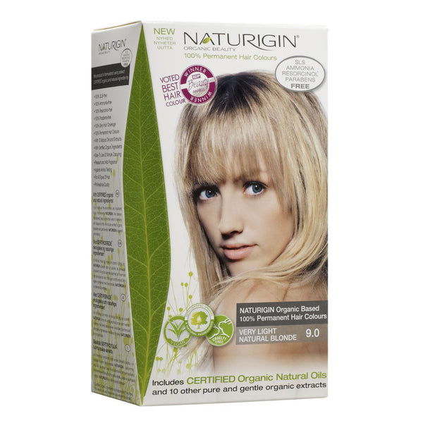 Naturigin Organic Based 100% Permanent Hair Colours Very Light Natural Blonde 9.0. Püsijuuksevärv väga hele loomulik blond 115ml