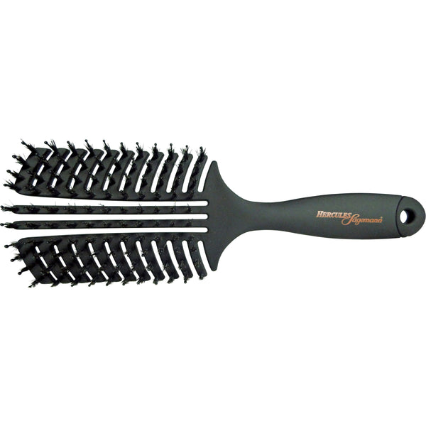 Hercules Sägemann Curved Vent Brush Black 9145 Large With Boar Bristles. Kumer juuksehari metssea harjastega must/suur