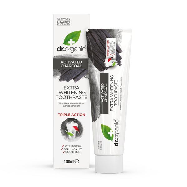 Dr Organic Charcoal Extra Whitening Toothpaste. Söe eriti valgendav hambapasta 100ml