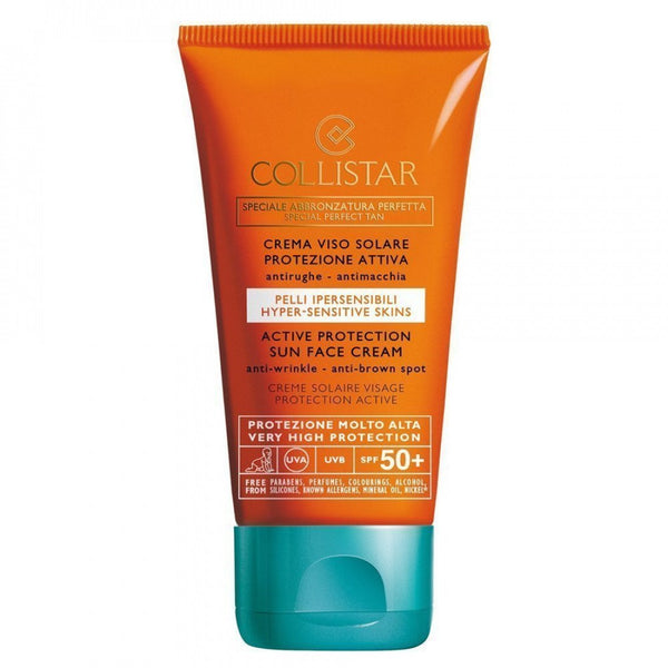 Collistar Active Protection Sun Face Cream SPF50+ Hyper-Sensitive Skin Anti-Wrinkle, Anti-Brown Spot. Kortsuvastane päevituskreem väga tundlikule näole 50ml