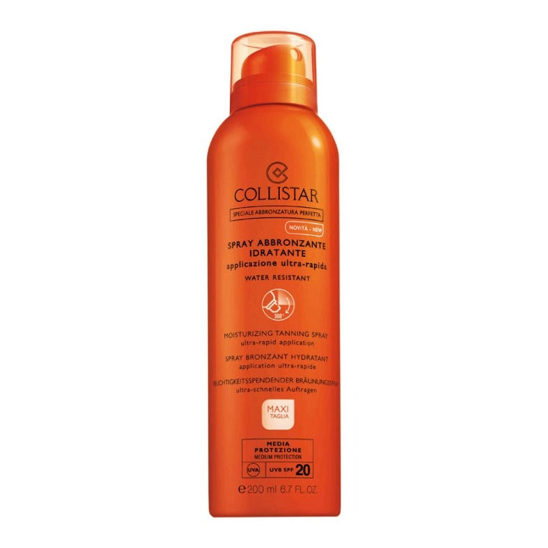 Collistar Moisturizing Tanning Spray Ultra-Rapid Application SPF20 Water Resistant. Niisutav veekindel kiire päevitussprei 200ml
