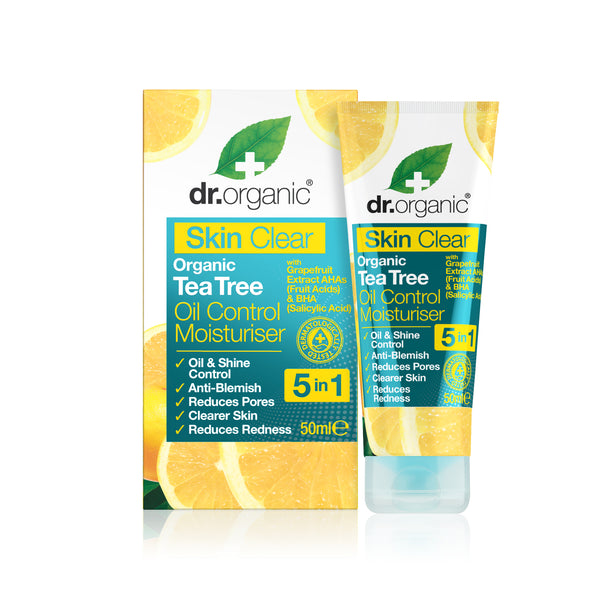 Dr Organic Skin Clear Tea Tree Oil Control Moisturizer 5 In 1. Skin Clear poore ahendav, rasu eemaldav, punetusevastane kreem 50ml