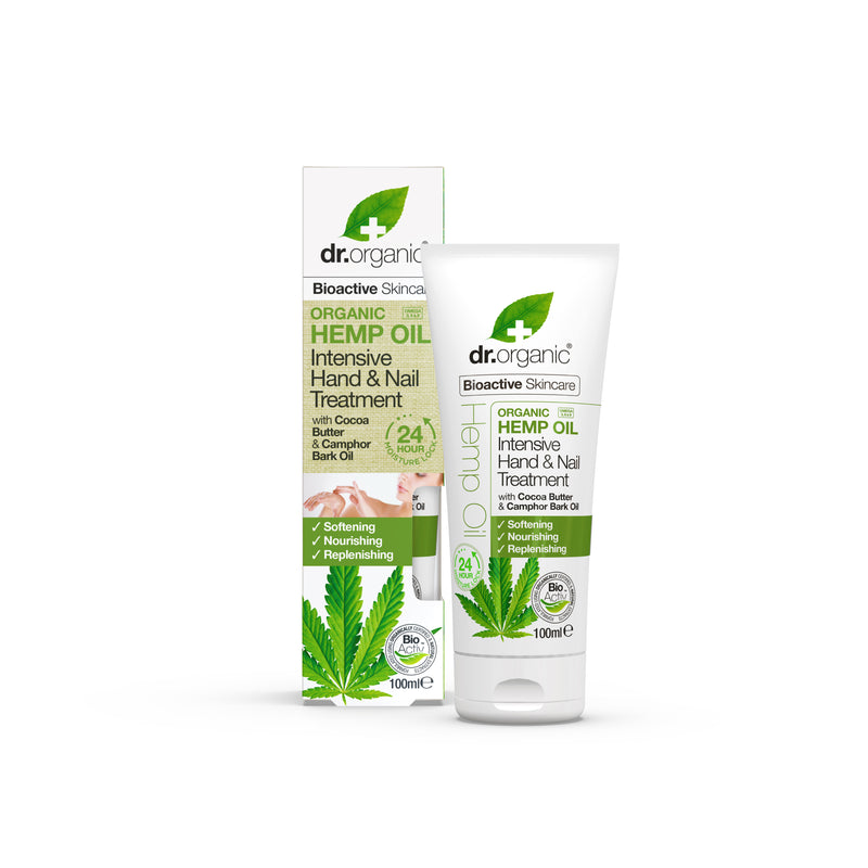 Dr Organic Hemp Oil Intensive Hand & Nail Treatment. Kanepiõli intensiivne pehmendav käte- ja küüntekreem 100ml