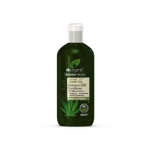 Dr Organic Hemp Oil Shampoo & Conditioner 2 In 1. Kanepiõli 2-ühes värskendav šampoon/juuksepalsam 265ml