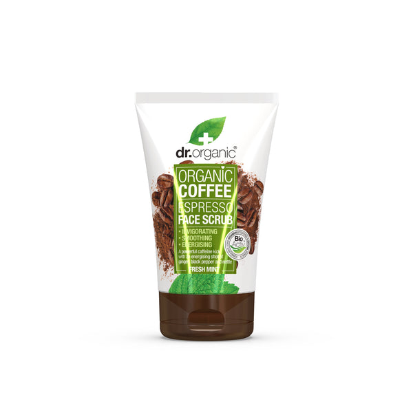 Dr Organic Coffee Espresso Face Scrub Fresh Mint. Kohvi näokoorija mündiga 125ml